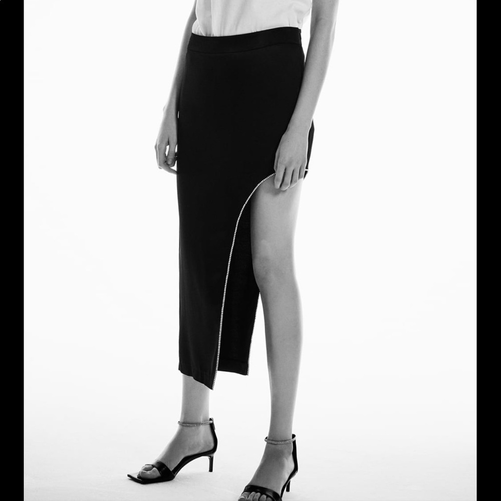 Rhinestone asymmetric skirt